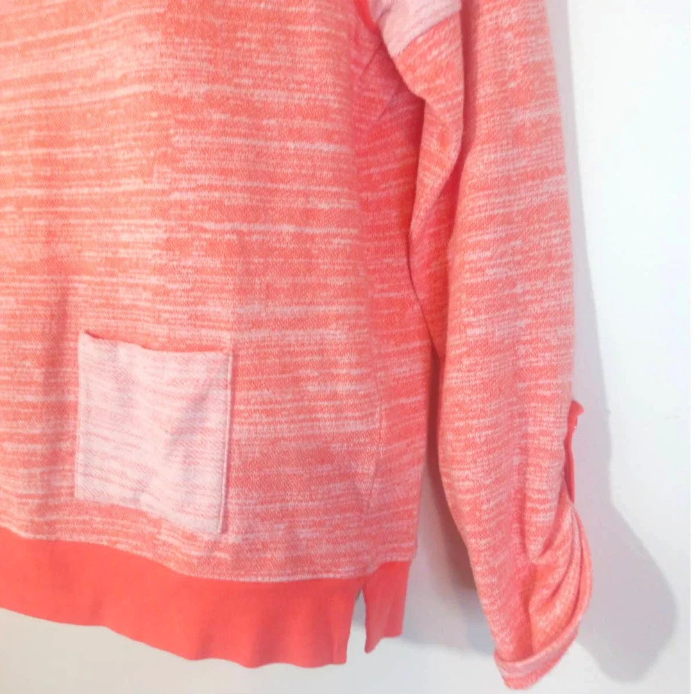 Jones New York Sport Women Sz L Coral Orange Long Sleeve Top With Pocket - Picture 3 of 8